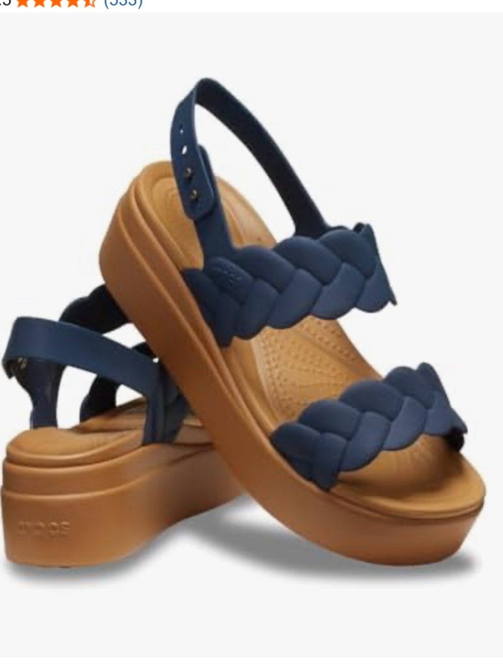 CROCS Brooklyn Braided Platform Sandal in Navy and Tan